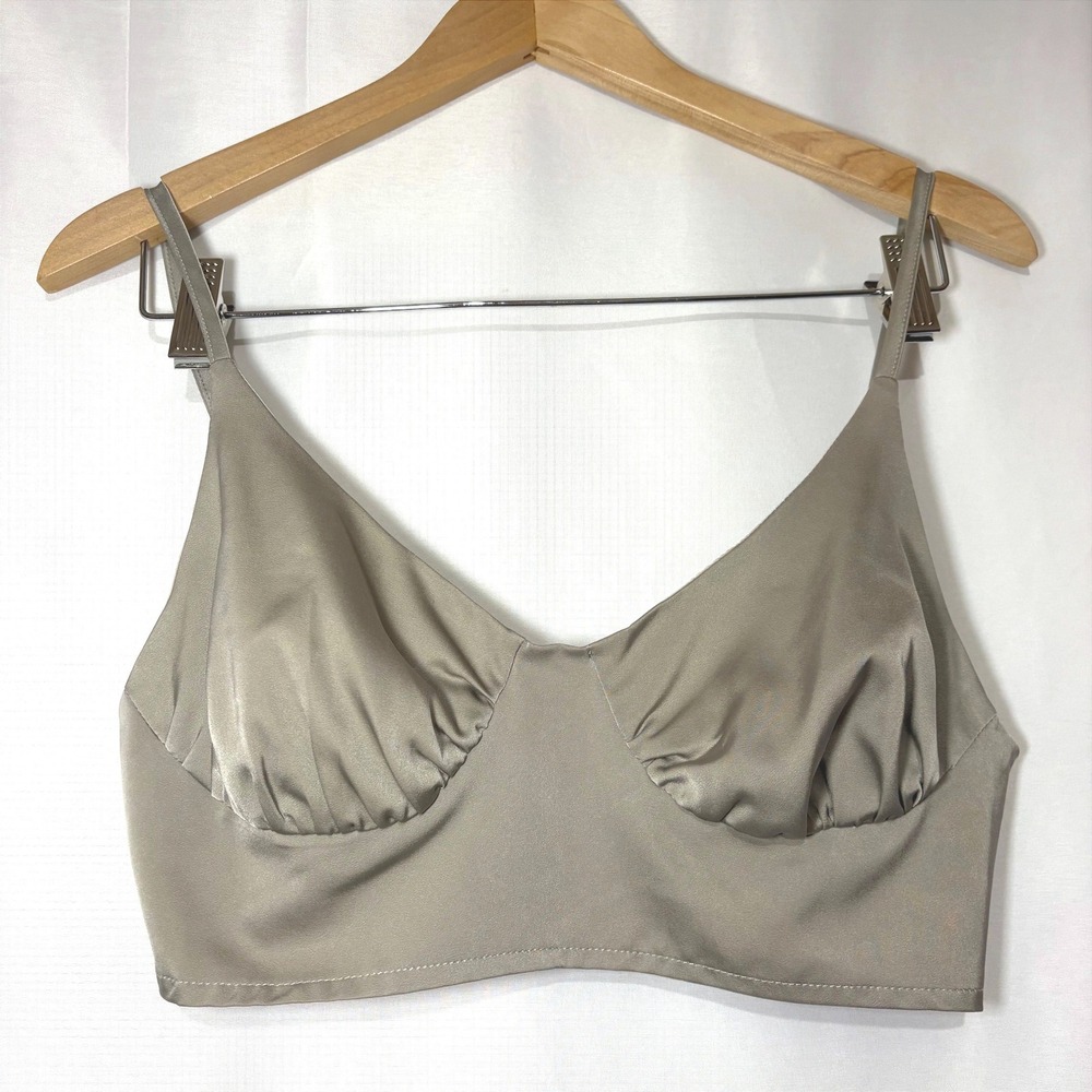 4th & Reckless Francesca Satin Crop Top Brown Bralette XS NWT Nordstrom